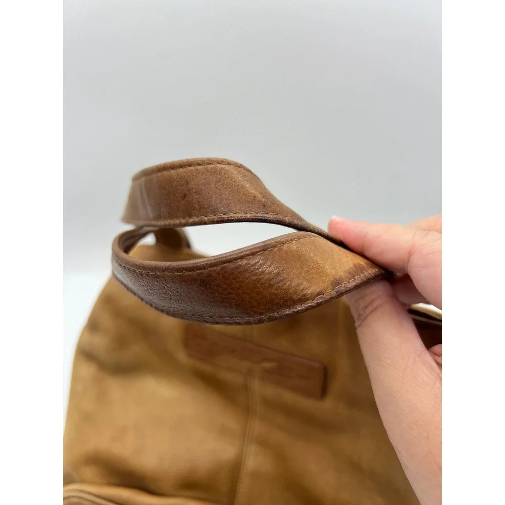 Boho Y2K Fossil Genuine Leather Handbag Satchel Tan Cognac minimalist, everday - Picture 8 of 12
